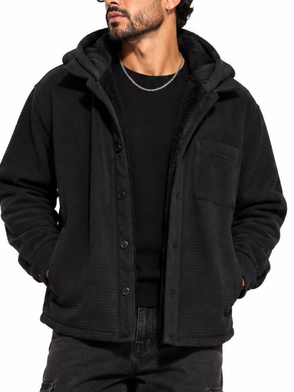 VSTR Black Teddy-Lined Men's Jacket